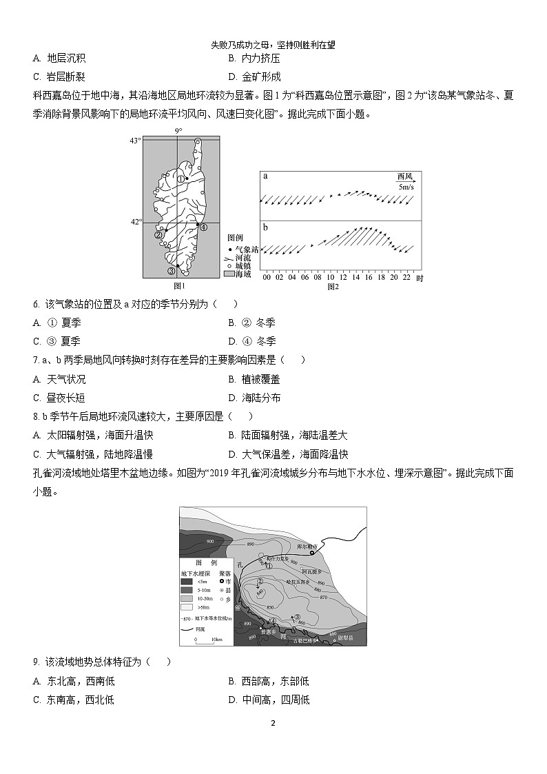 2026届江苏省南通市高三第一次模拟地理试卷(学生版)第2页