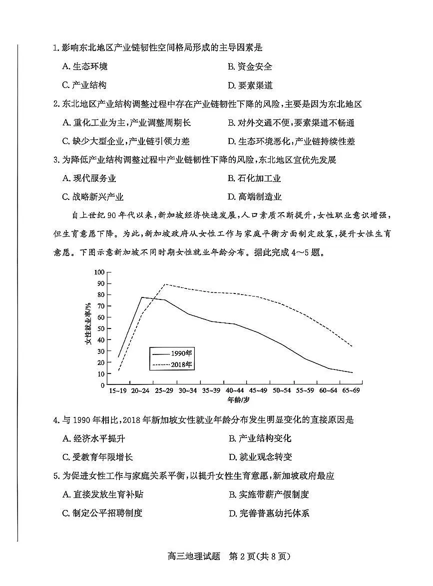 2026届山东省滨州市下学期高三一模 地理试题及答案第2页