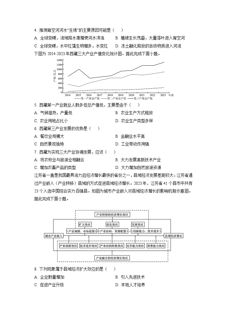 【地理】广西壮族自治区梧州市2024-2025学年高二下学期4月期中试题(学生版)第2页