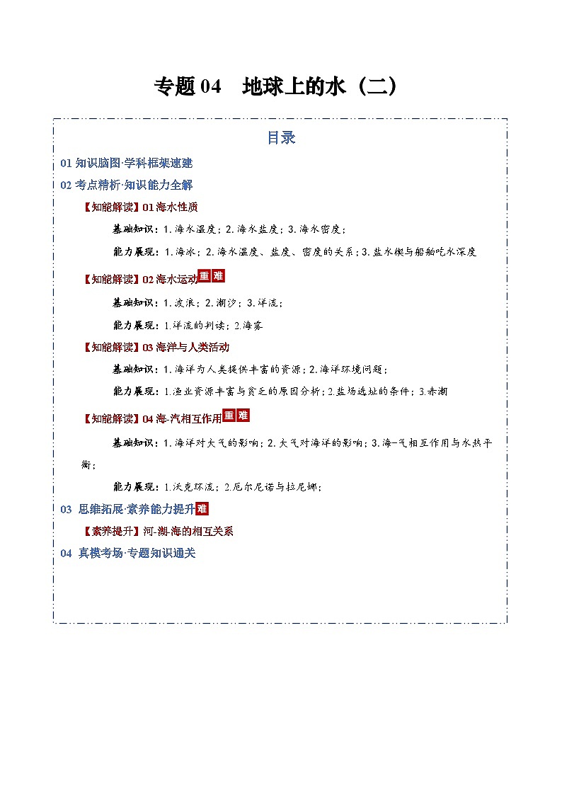 高考地理二轮-地球上的水(二)(知识清单)(全国通用)(解析版)第1页