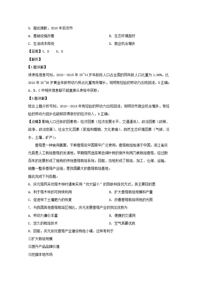 黑龙江省大庆铁人中学2020届高三上学期期中考试地理试题03