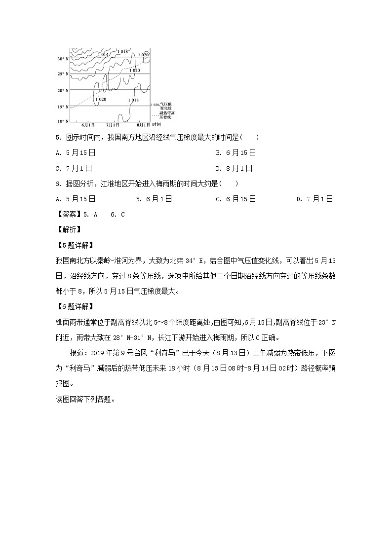 江苏省无锡市普通高中2020届高三上学期期中考试地理试题03