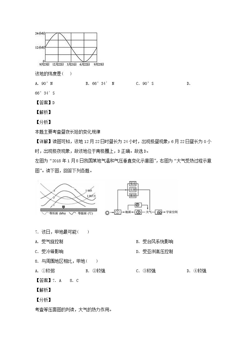 山西省晋中市祁县第二中学校2020届高三11月月考地理试题03