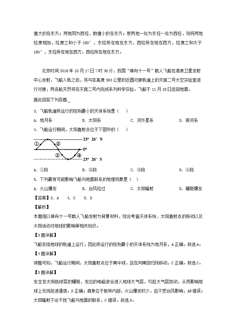 江苏省宿迁市沭阳县修远中学2020届高三9月月考地理试题02