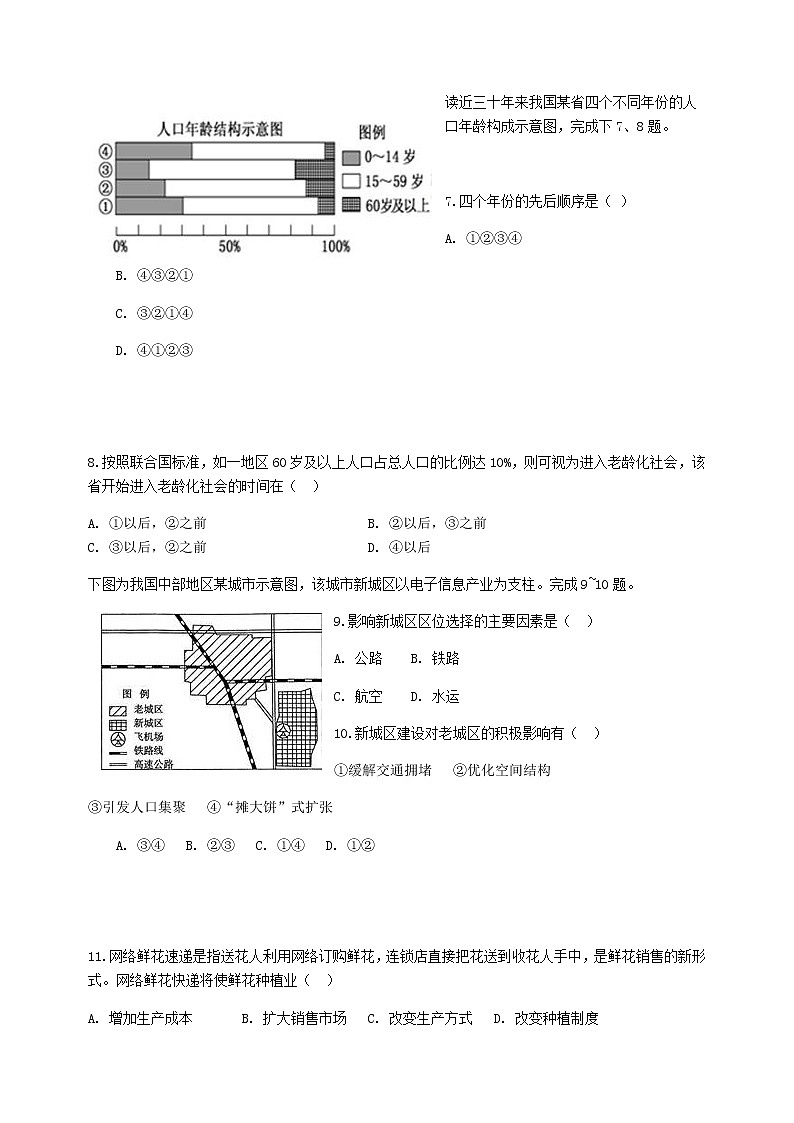 遼寧省遼河油田第二高級中學(xué)2020屆高三6月模擬考試文科綜合-地理試題第3頁