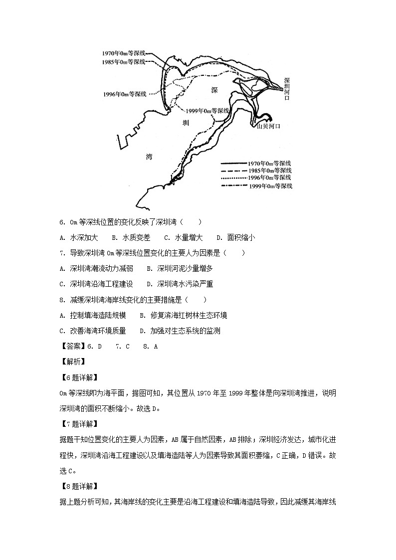 【地理】陕西省2019届高三下学期第二次联考(解析版) 试卷03