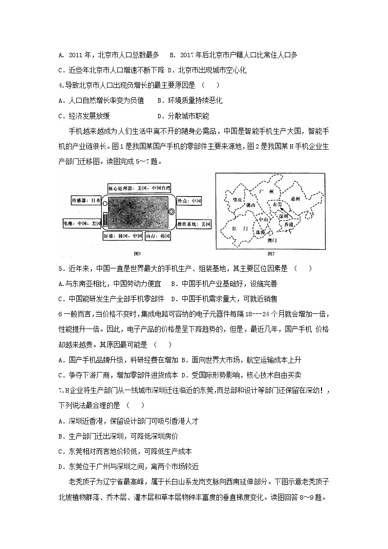 【地理】湖南省长沙市雅礼中学2019届高三上学期月考(六) 试卷02
