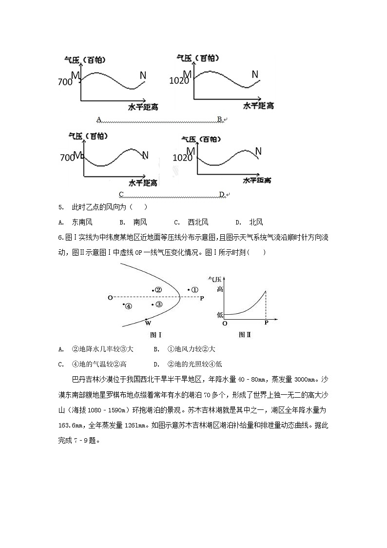 【地理】山东省邹城市实验中学2019届高三11月检测02