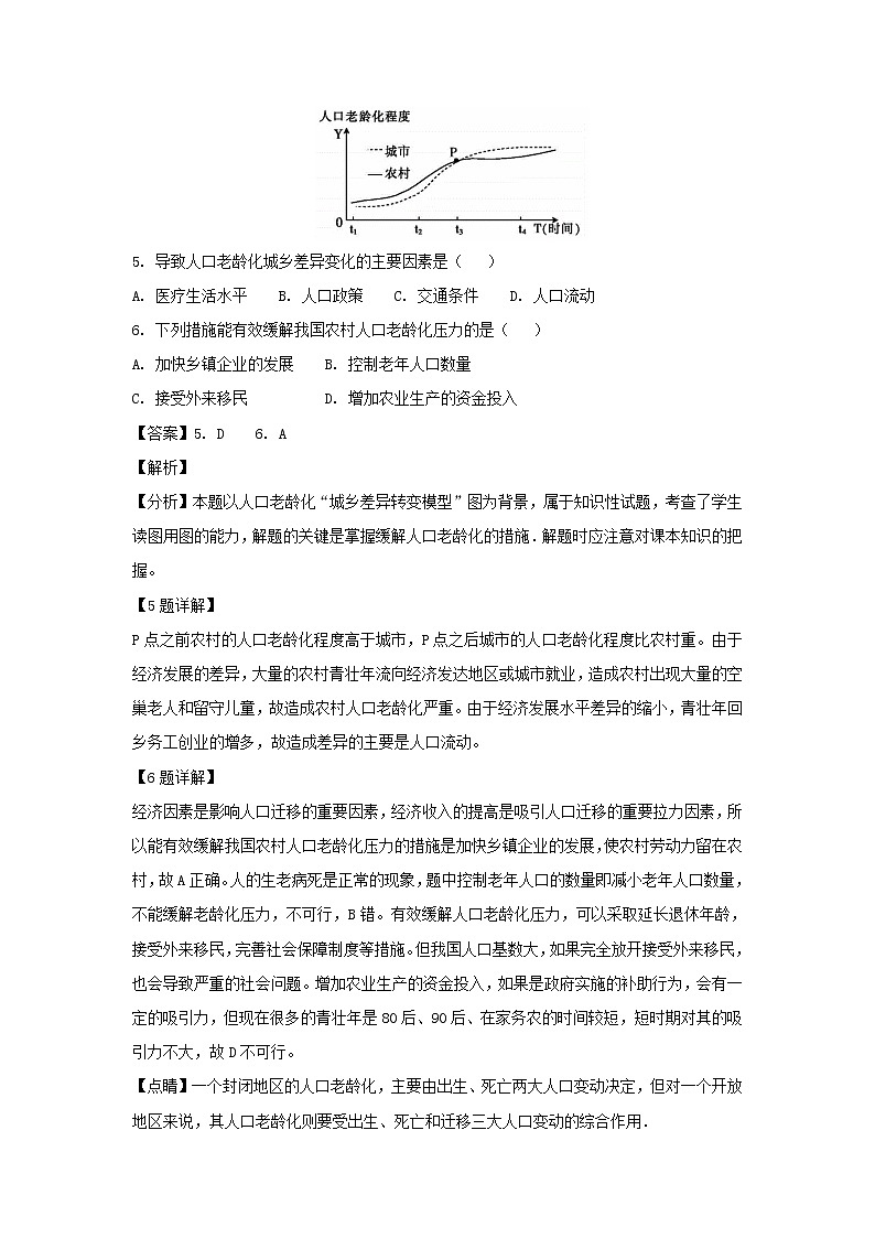 【地理】陕西省西安市长安区第五中学2019届高三上学期期中考试(解析版)03