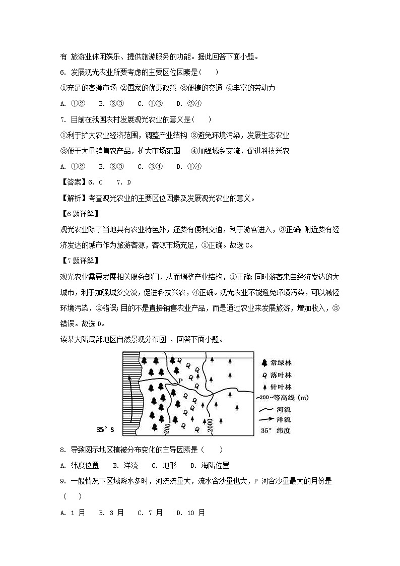 【地理】福建省莆田第九中学2018-2019学年高二上学期第一次月考试题(解析版)03