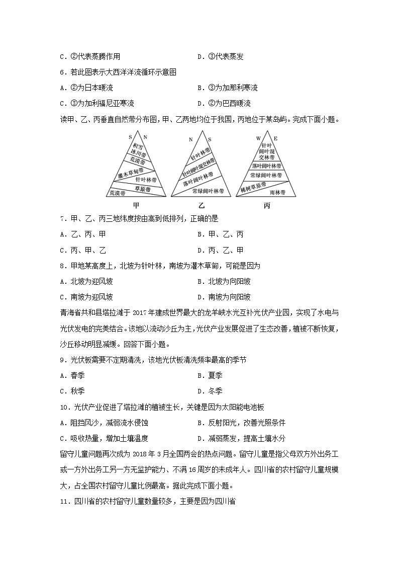 【地理】湖南省益阳市第六中学2018-2019学年高二下学期期末考试试题02