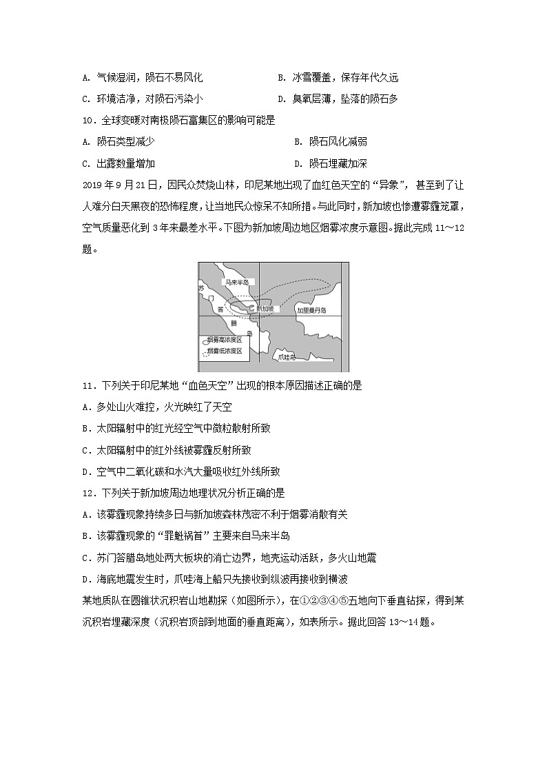 【地理】浙江省绍兴市诸暨中学2019-2020学年高二上学期期中考试试题03