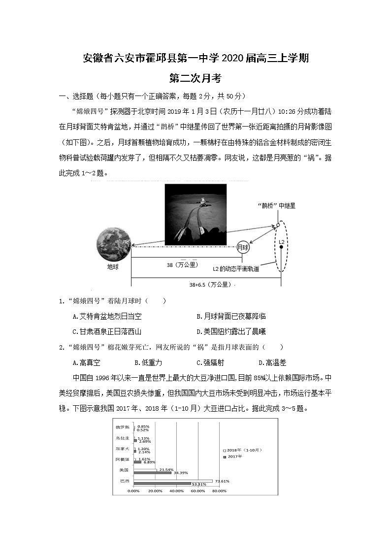 【地理】安徽省六安市霍邱县第一中学2020届高三上学期第二次月考第1页