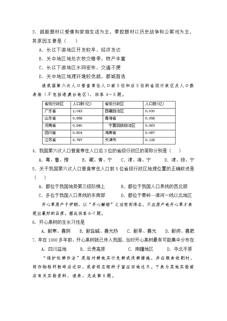 2019-2020学年江西省南昌市第十中学高二上学期第一次月考地理试题 word版02