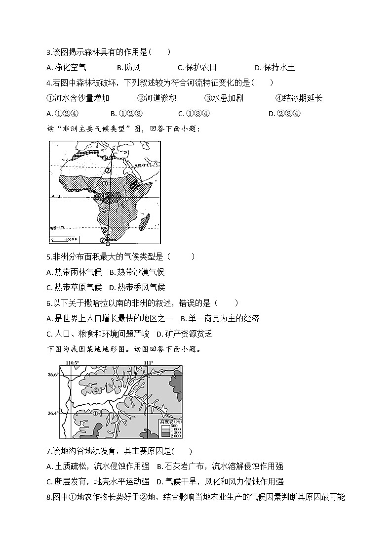 2019-2020学年安徽省滁州市定远县育才学校高二(实验班)上学期第一次月考地理试题 Word版02