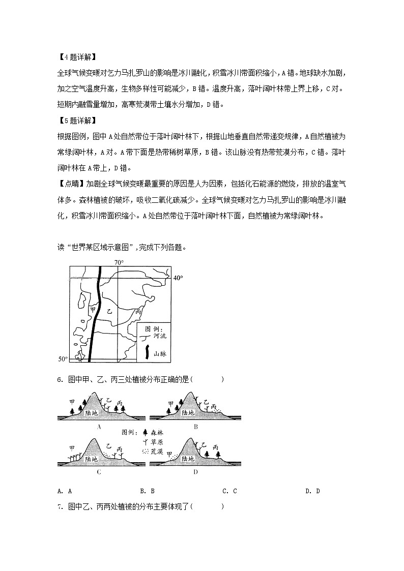 黑龙江省哈尔滨市第六中学2020届高三上学期第一次调研考试(9月)地理试题03