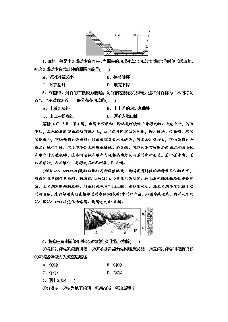 2019届 二轮复习 :选择题考点过关练(四) 地表形态变化 作业(全国通用)Word版含解析02