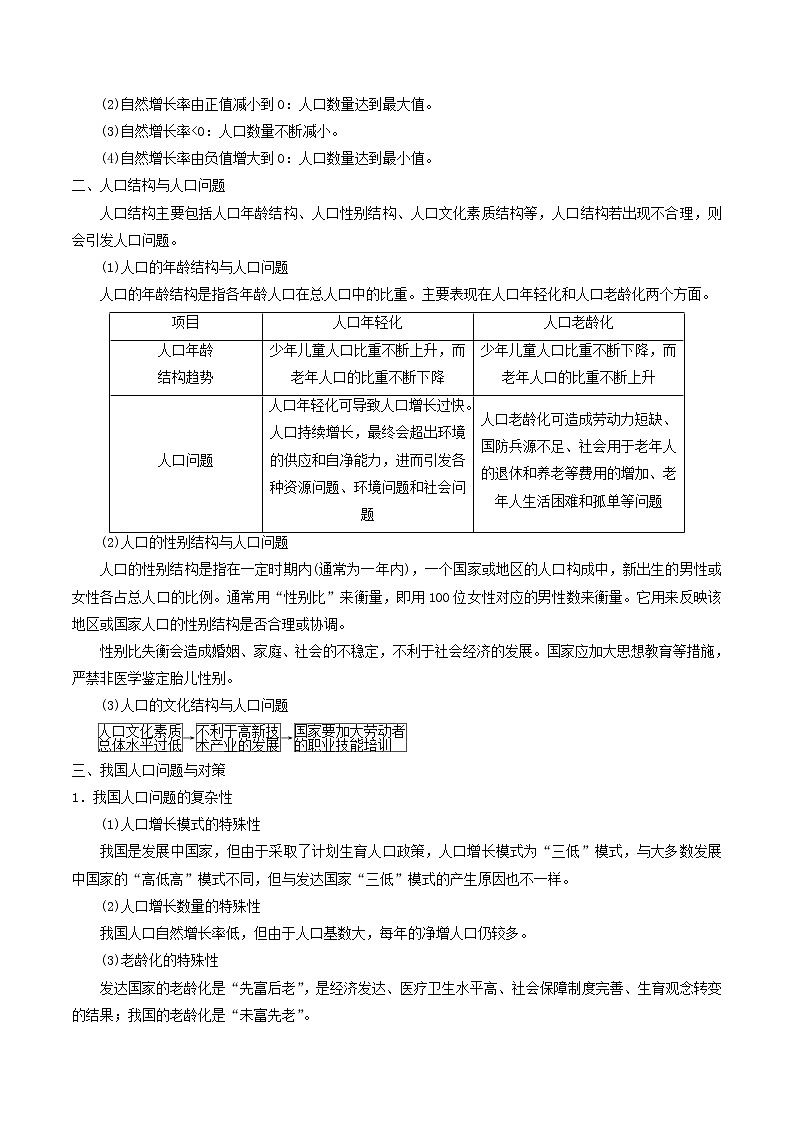 2019届 二轮复习微专题6.1 人口数量的变化 学案 (全国通用) Word版含解析02