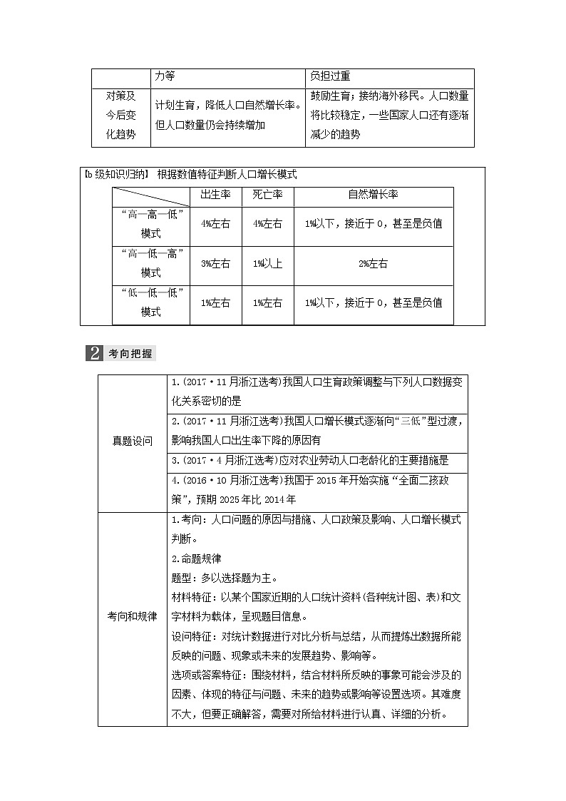 2019届 二轮复习专题五人口与城市微专题18人口自然增长与人口问题学案 (浙江选考)Word版03