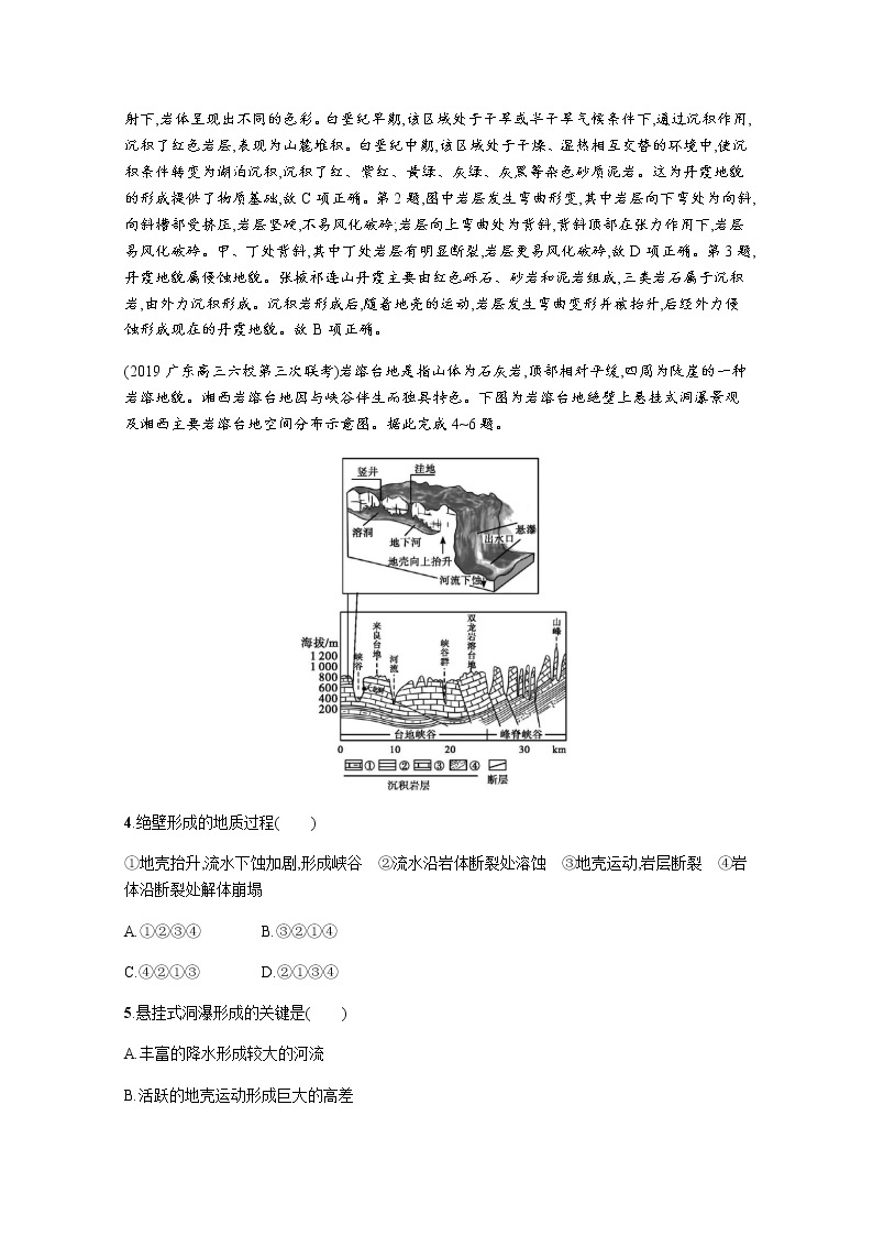 2020届通用版二轮 专题突破练4自然环境中的物质运动和能量交换——岩石圈 作业Word版含解析02