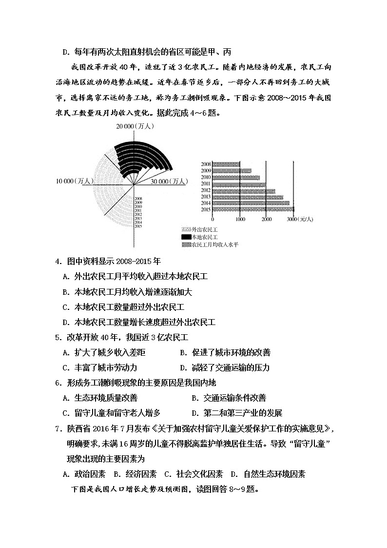 2018-2019学年内蒙古杭锦后旗奋斗中学高二下学期第一次月考地理试题 Word版02