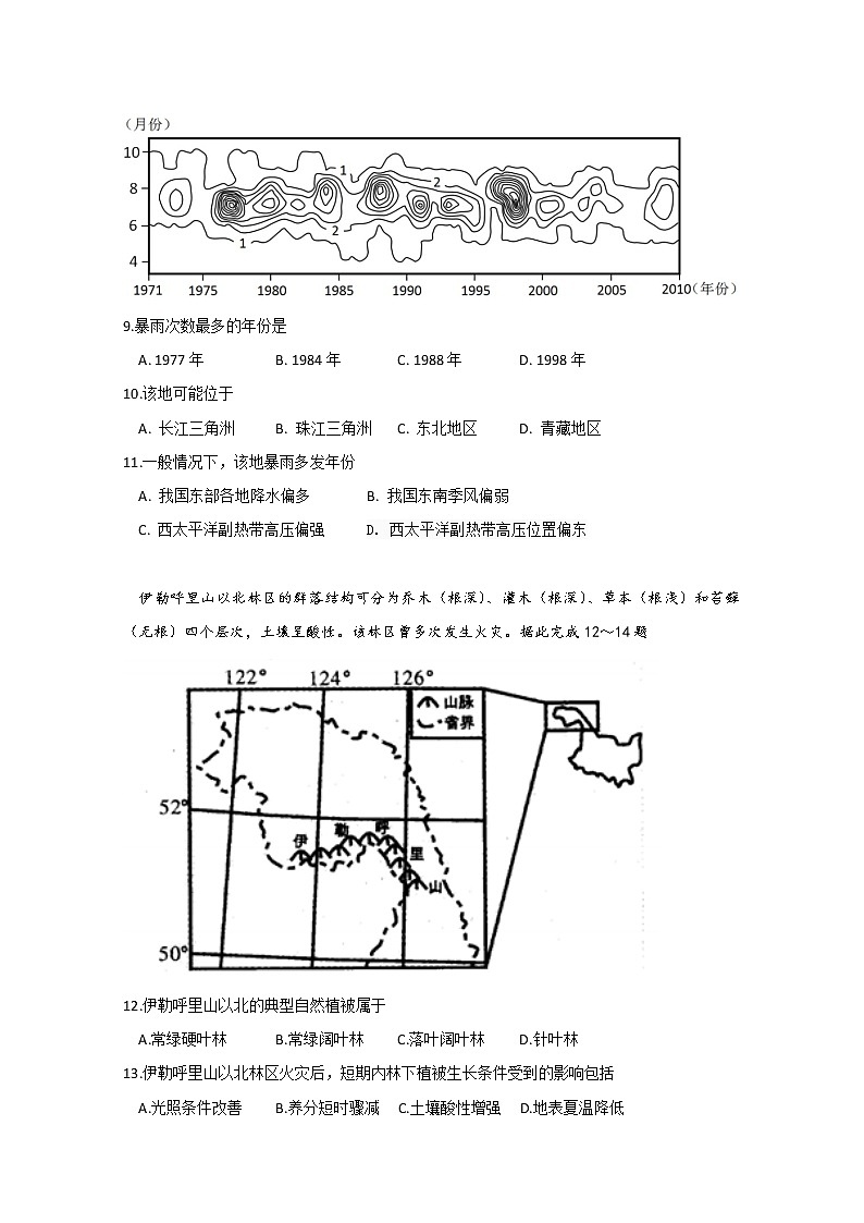 2018-2019学年湖北省荆州中学高二下学期第四次半月考(双周考)地理试题 Word版第3页