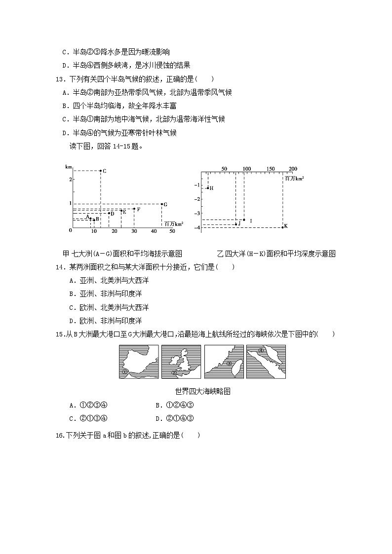 2018-2019学年福建省莆田市第二十五中学高二下学期第一次月考地理试题 Word版03