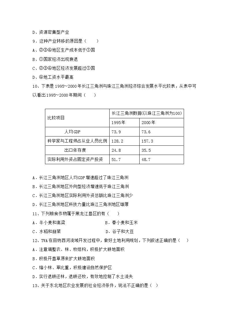 2018-2019学年吉林省白城市通榆县第一中学高二上学期第三次月考地理试题 Word版第3页
