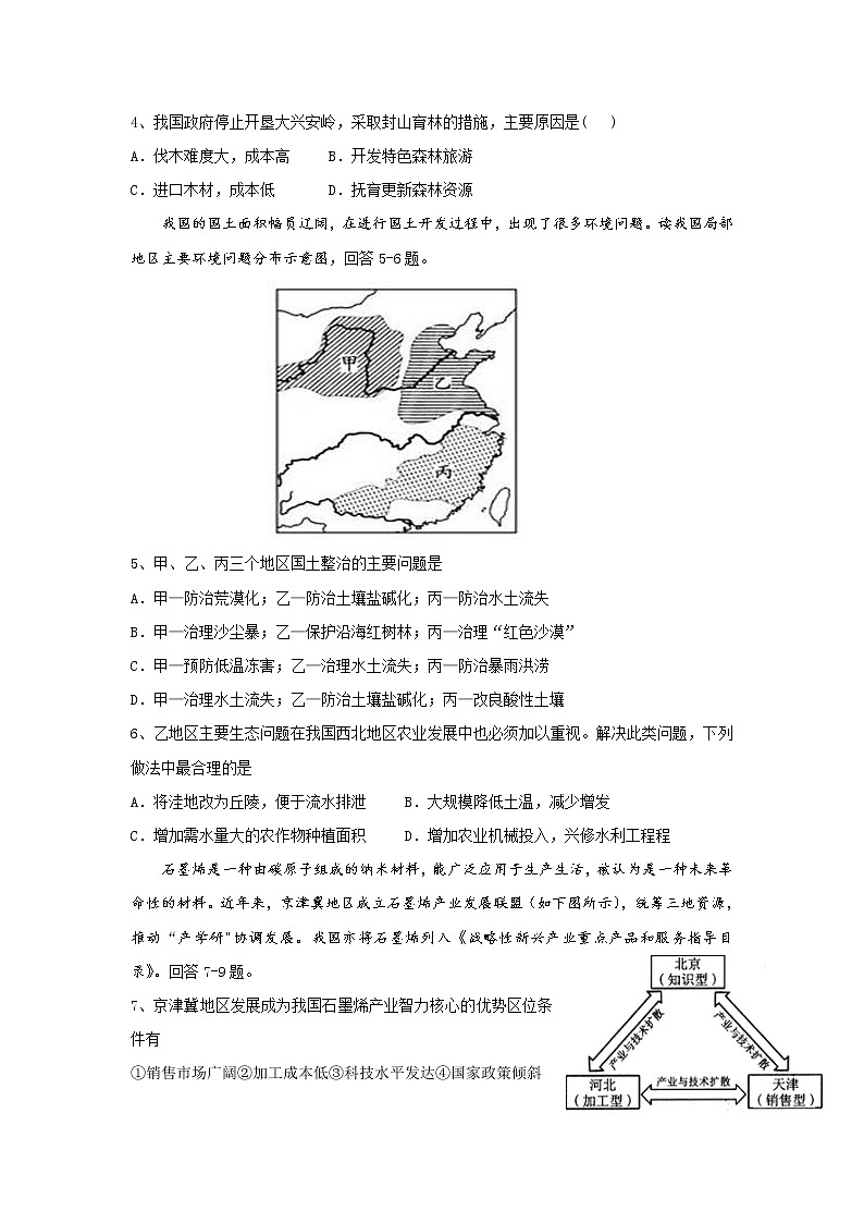 2018-2019学年河南省周口中英文学校高二上学期全能竞赛地理试题 Word版02