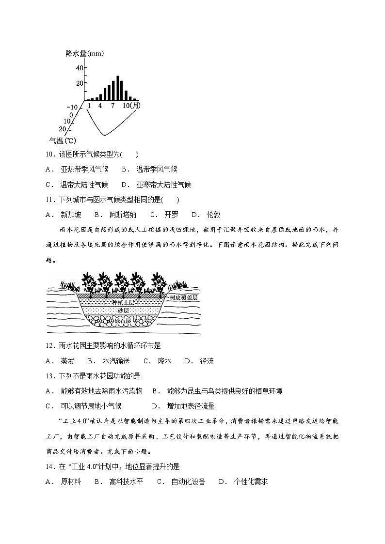 2018-2019学年湖南省益阳市第一中学高二上学期开学考试地理试题(Word版)03