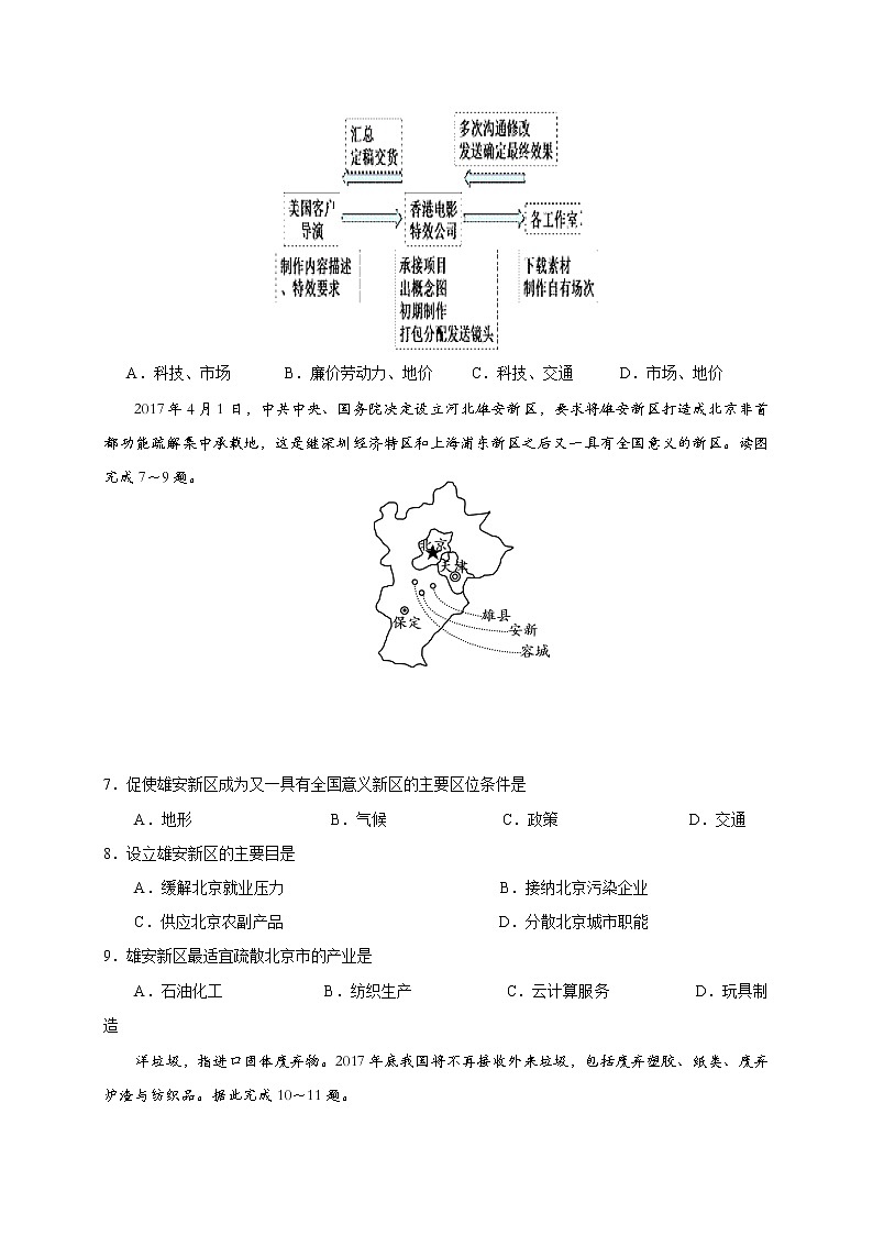 2018-2019学年福建省三明市第一中学高二上学期开学考地理试题(Word版)02