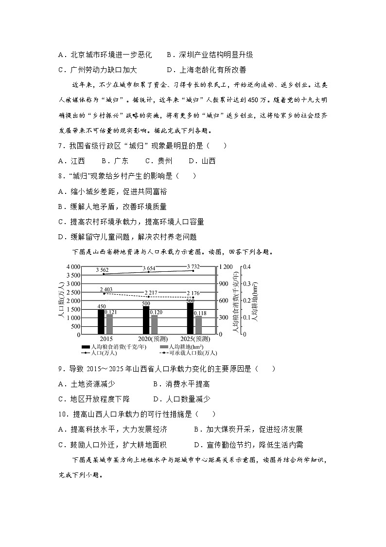 山西省忻州市静乐县静乐一中2019-2020学年高一下学期期中考试地理试卷03