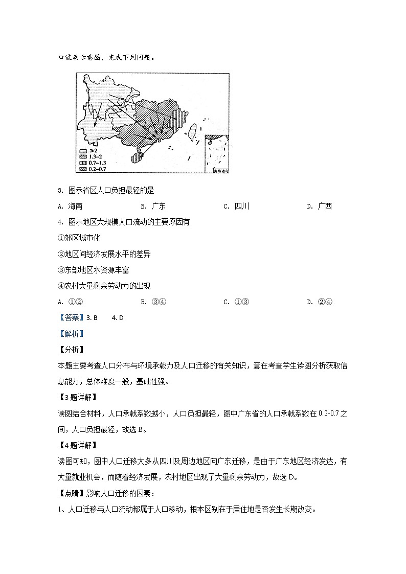 山东省泰安市第十九中学2019-2020学年高一下学期期中考试地理试题02