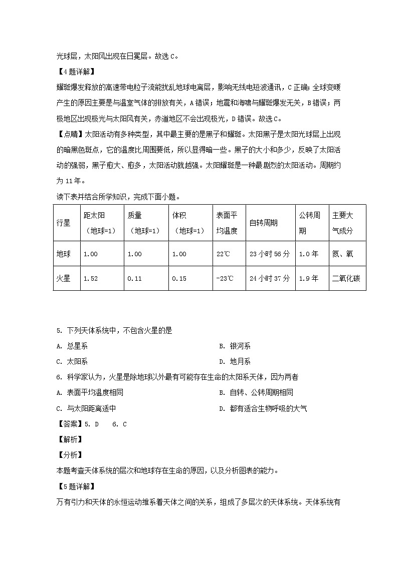 江苏省盐城市响水中学2019-2020学年高一上学期期中考试地理试题03