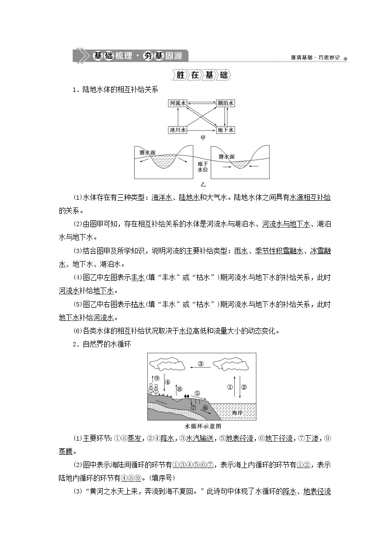 2021高考地理一轮复习第二章自然环境中的物质运动和能量交换第11讲水循环教案湘教版02