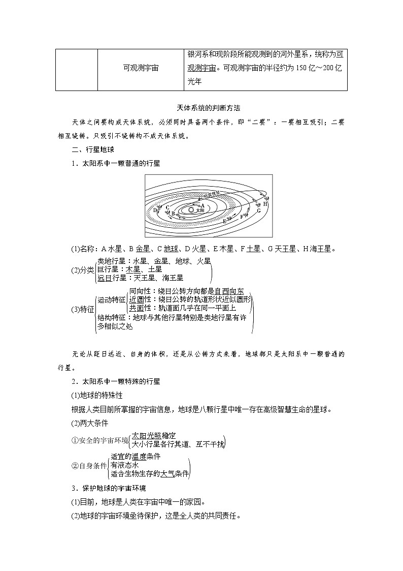 (新)人教版高中地理必修第一册教学讲义:1.1 地球的宇宙环境第3页
