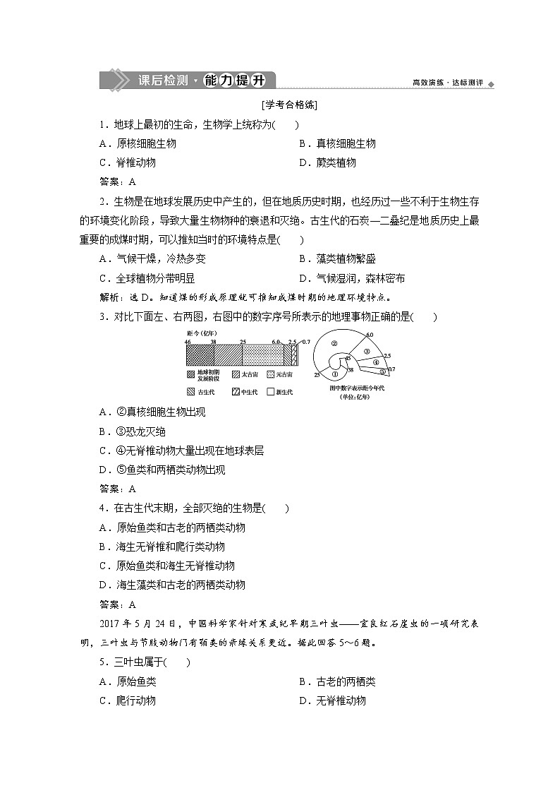 (新)人教版高中地理必修第一册练习:1.3 地球的历史(含解析)第1页