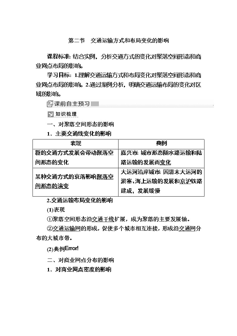 2019-2020学年人教新课标版高中地理必修二教师用书:5-2第二节 交通运输方式和布局变化的影响01