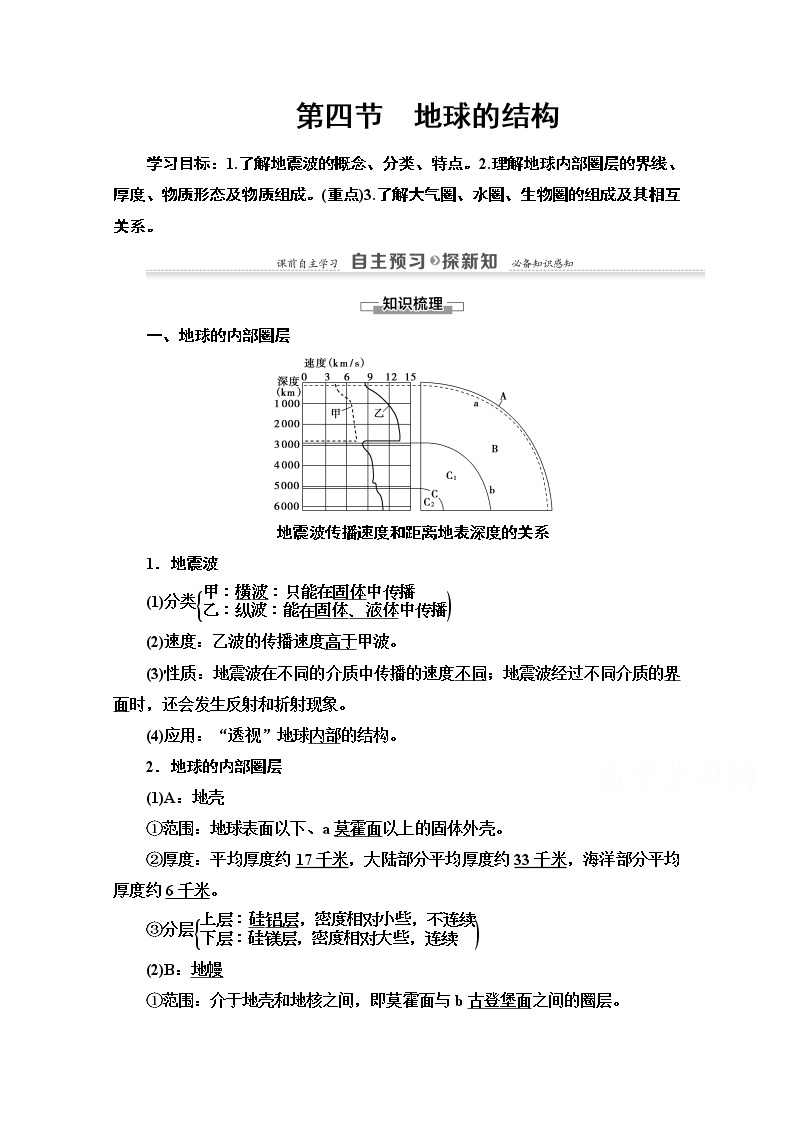 2020-2021学年地理湘教版必修1教师用书：第1章第4节　地球的结构01