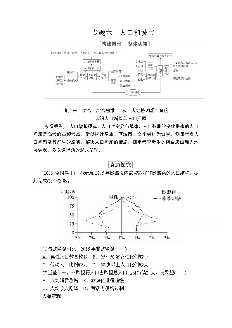 2020级届高考地理大二轮专题复习冲刺地理(创新版)教师用书习题:专题六人口和城市01