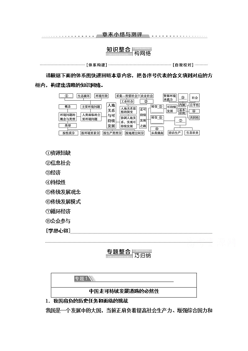 2019-2020学年高中新教材湘教地理必修第二册教师用书:第5章章末小结与测评01