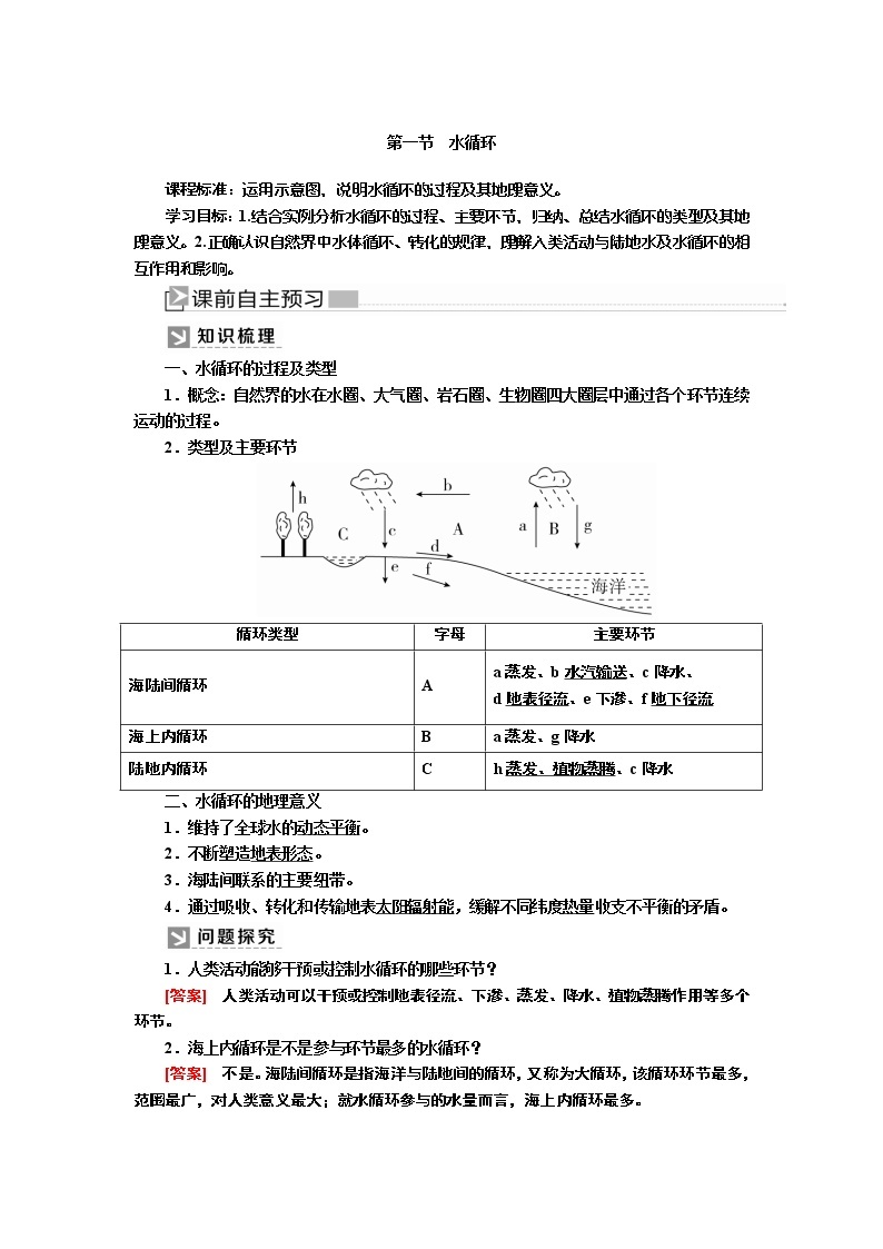 2019-2020学年新教材课标版高中地理必修第一册教师用书：3-1第一节水循环01