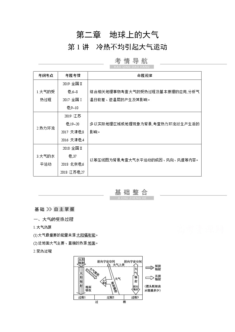 2021高考地理人教版一轮复习教师用书：第二章第1讲　冷热不均引起大气运动01