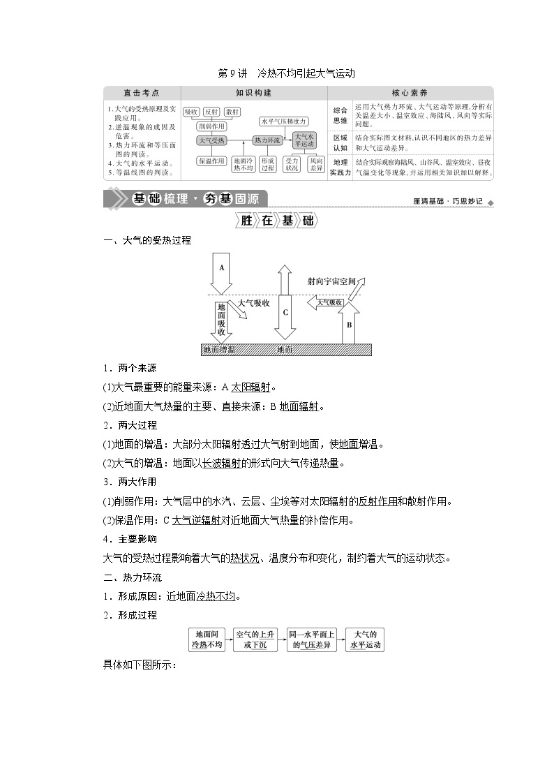 2021版新高考选考地理（人教版）一轮复习教师用书：第9讲　冷热不均引起大气运动01