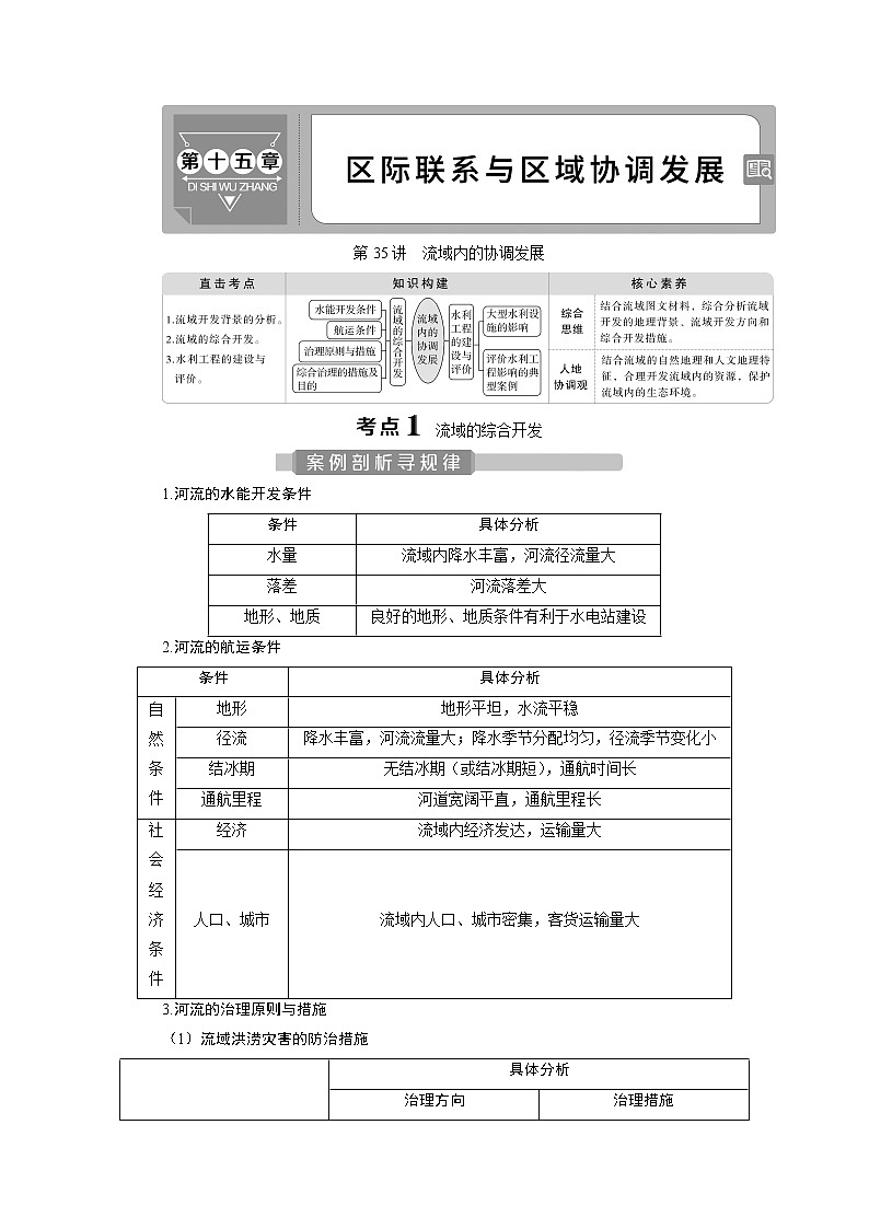 2021版新高考选考地理(人教版)一轮复习教师用书:第35讲 流域内的协调发展第1页