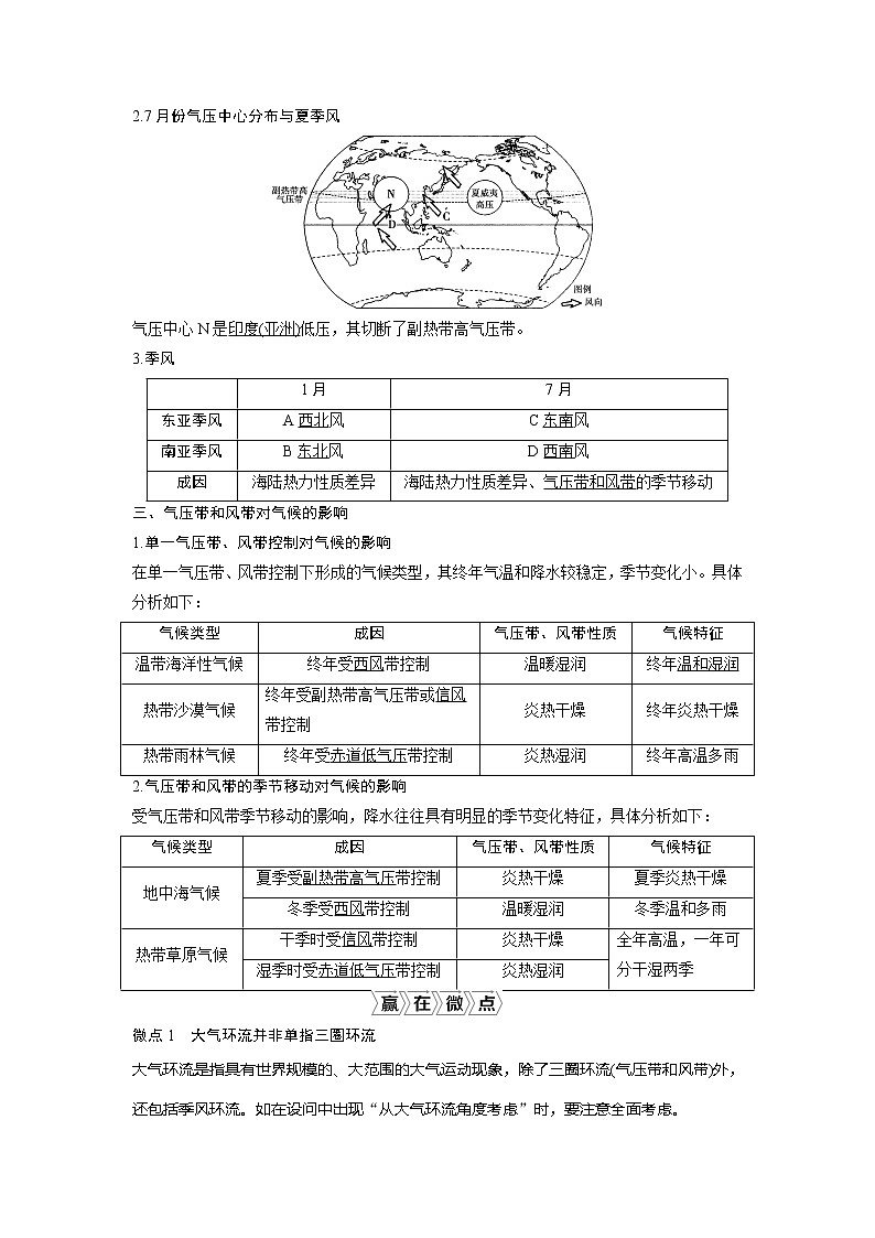 2021版高考地理(中图版)一轮复习教师用书:第7讲 全球性大气环流02