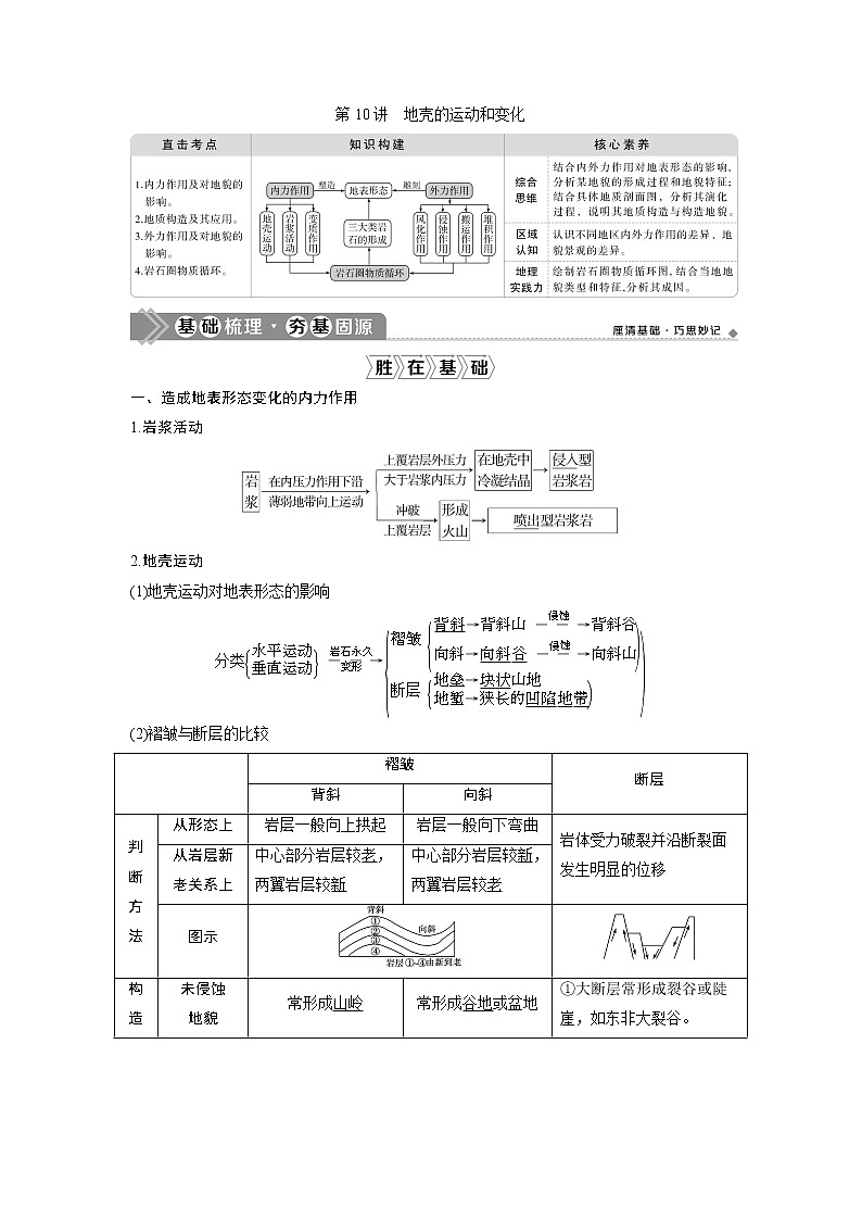 2021版高考地理(中图版)一轮复习教师用书:第10讲 地壳的运动和变化第1页