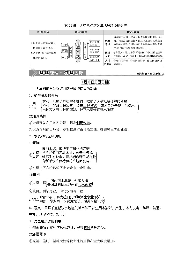 2021版高考地理(中图版)一轮复习教师用书:第23讲 人类活动对区域地理环境的影响01