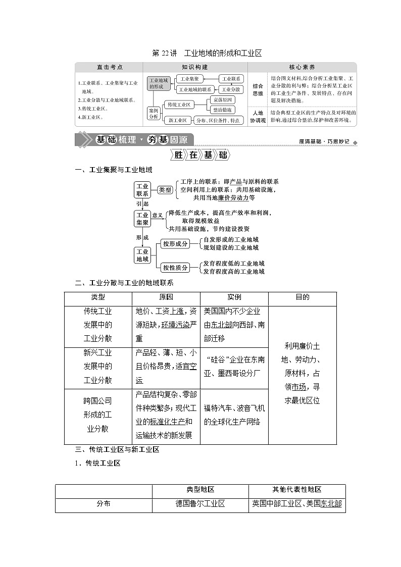 2021版高考地理(人教版)一轮复习教师用书:第22讲 工业地域的形成和工业区第1页