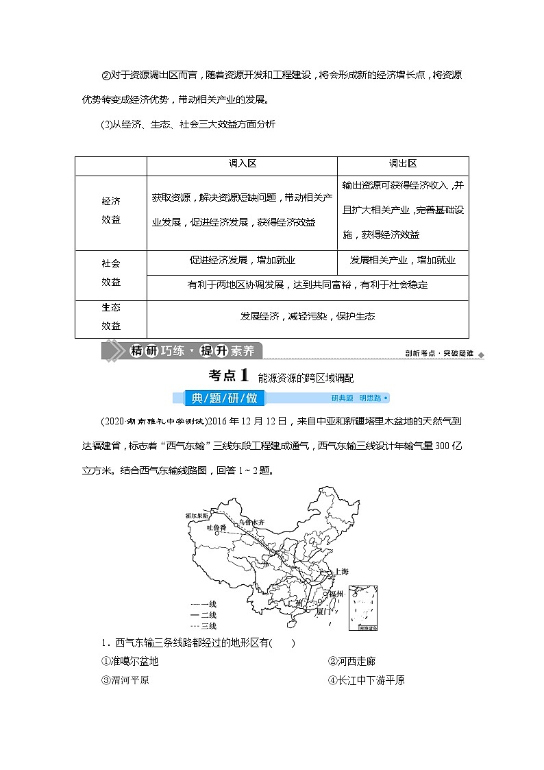 2021版高考地理(人教版)一轮复习教师用书:第33讲 资源的跨区域调配——以我国西气东输为例03